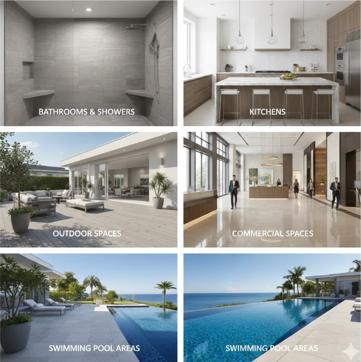 Best Areas to Use Porcelain Waterproof Tiles